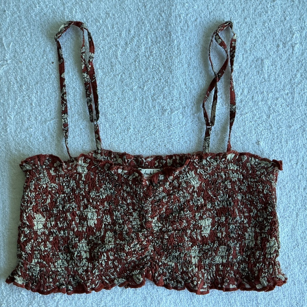 Free People Red Floral Bandeau top - Picture 7 of 11